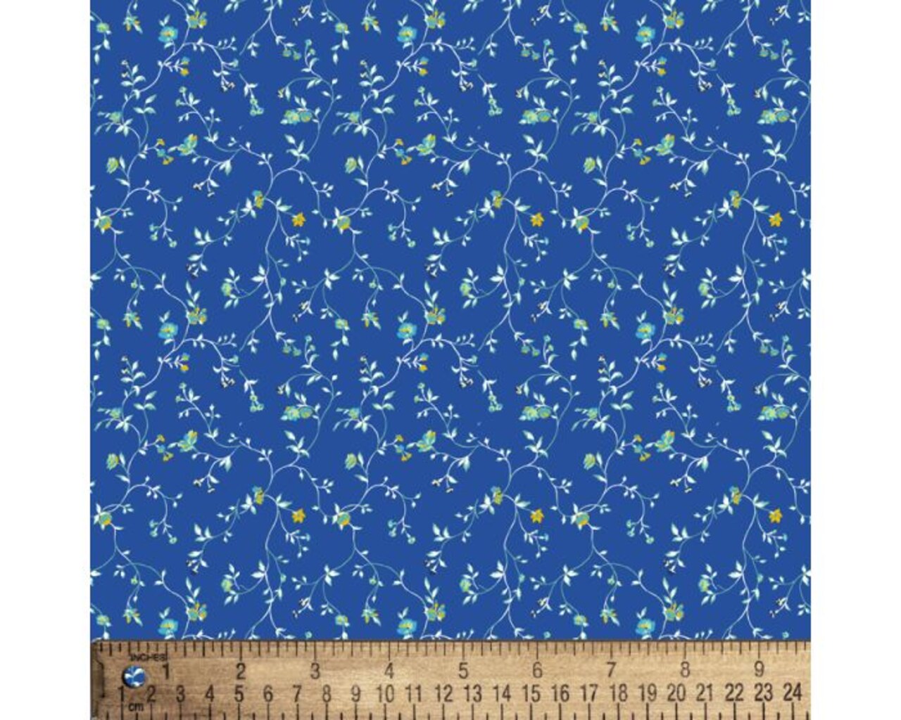 Floral Vines Blue Cotton Fabric | By the Yard | Sewing and Crafting | 44 inches wide